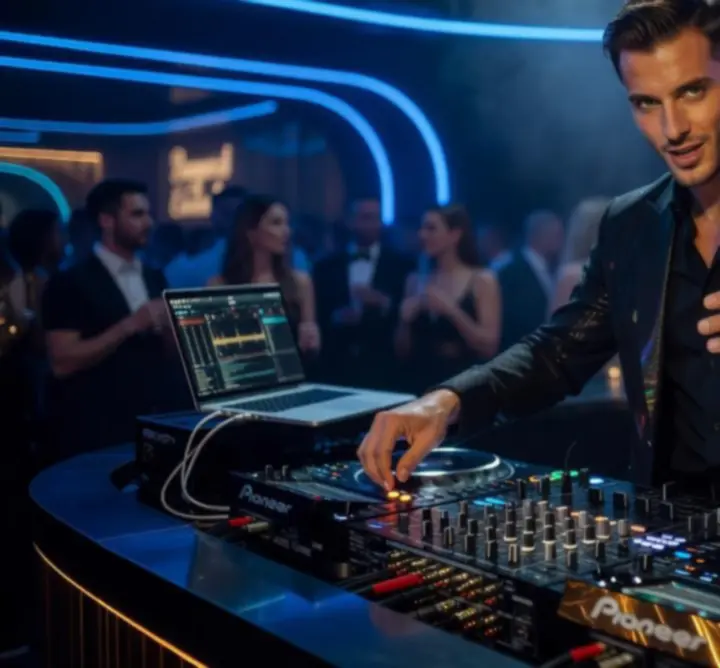 Portré egy DJ-ről színpadi fények között